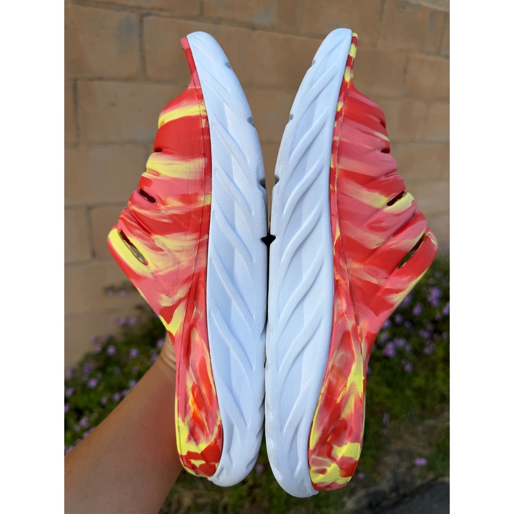 HOKA Ora Recovery Slide Swirl 3 Men's 9 Women's 11 Red Yellow Marble Sandals - Picture 6 of 9